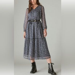 Lucky Brand Floral Print Long Sleeve Tiered Maxi Dress🍀